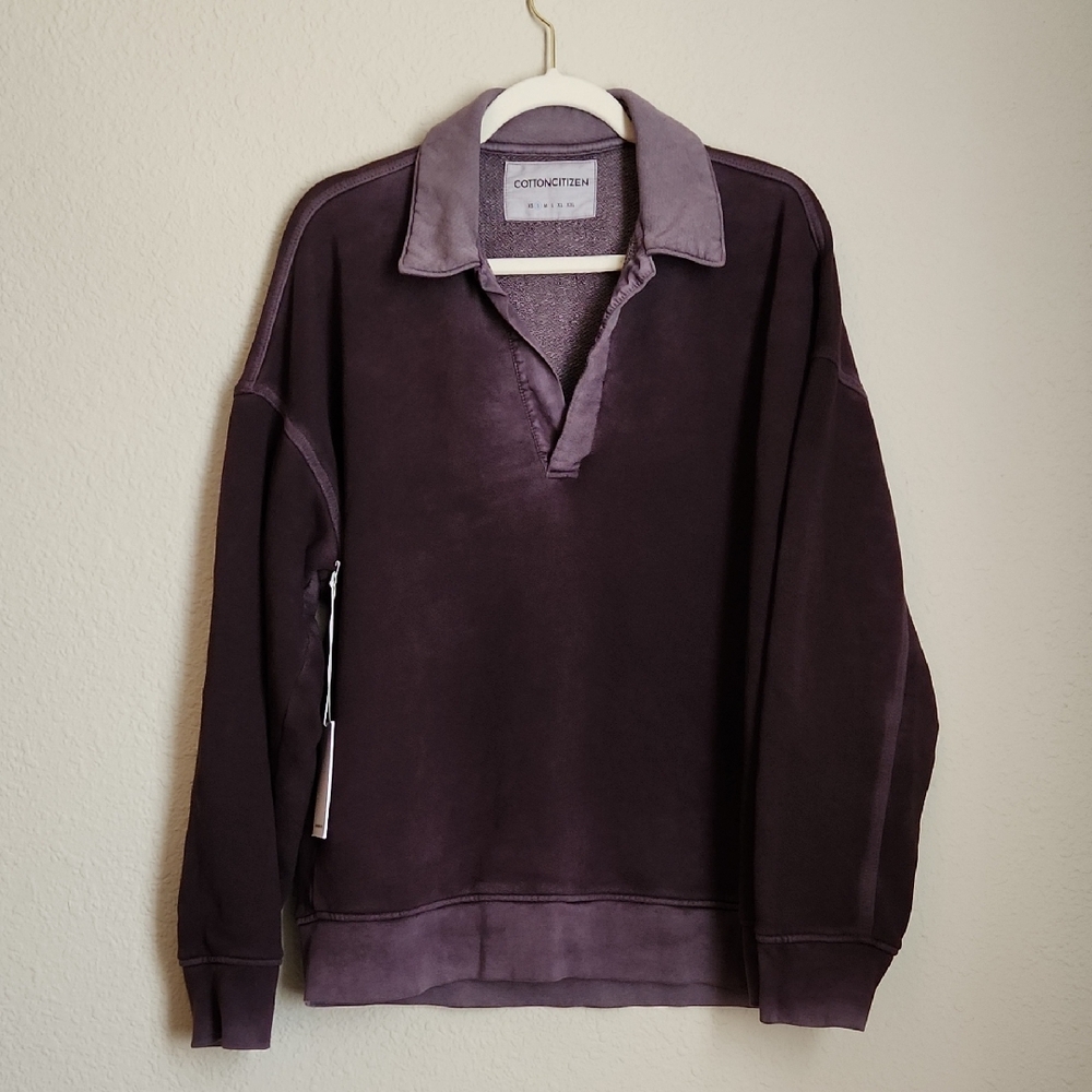 Cotton Citizen Purple Oversized Collared Pullover
